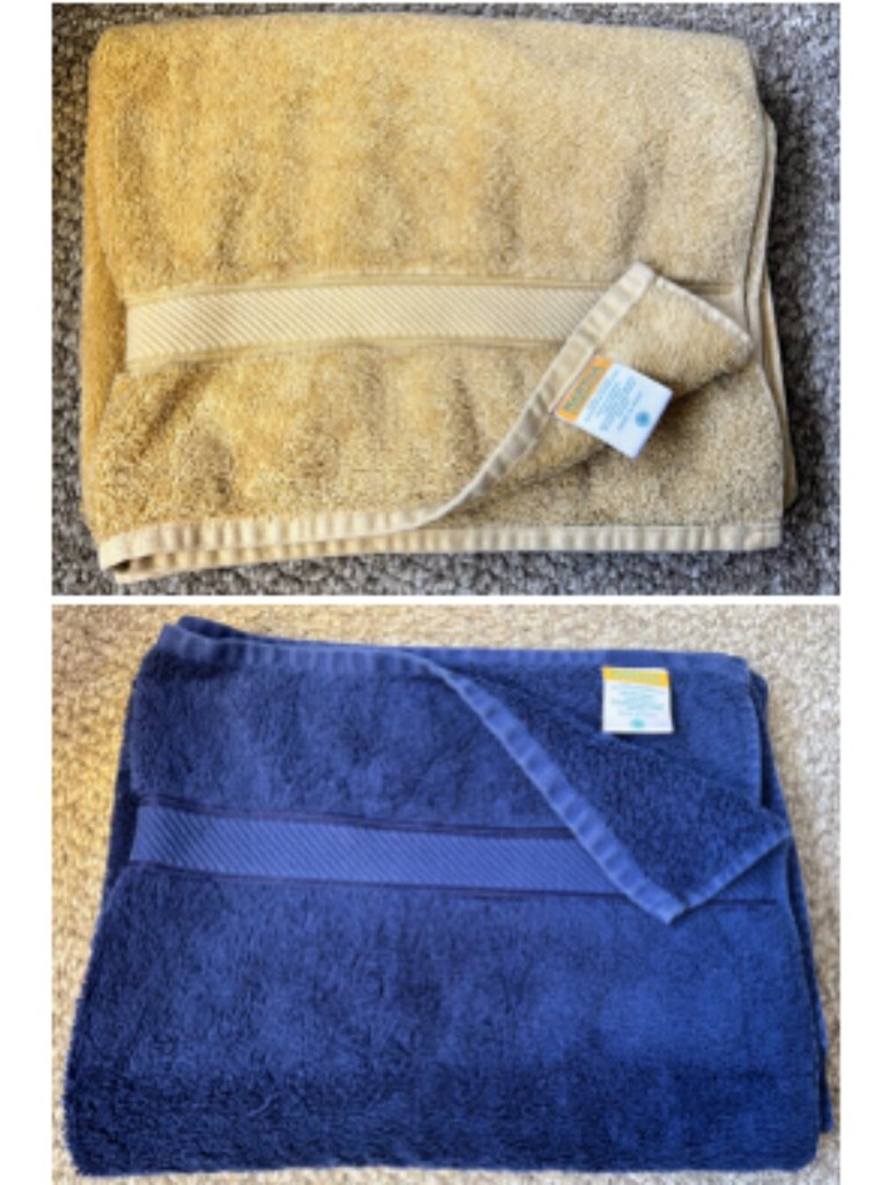 Pair of Martha Stewart Essential Bath Towels in Yellow and Blue